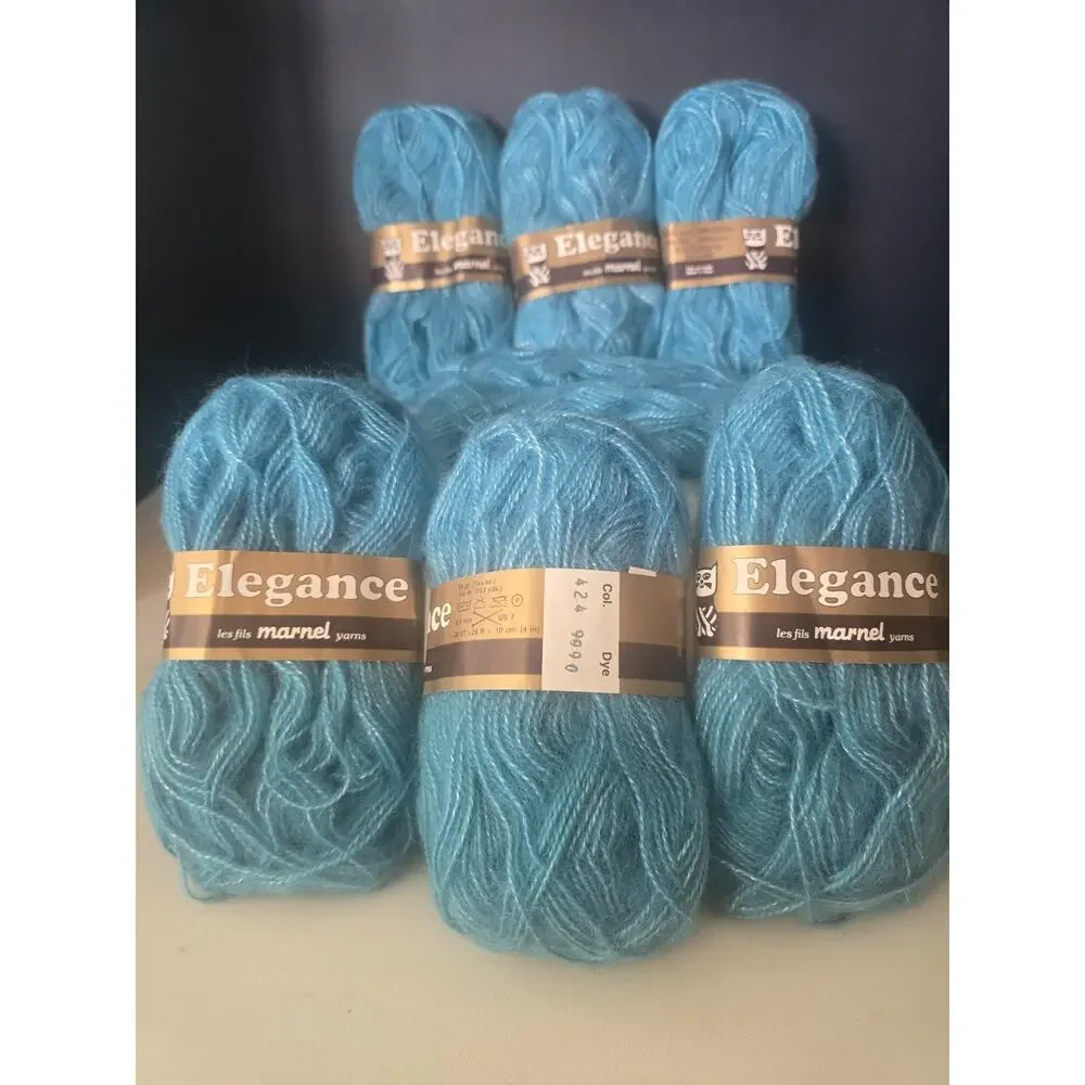 Marnel Elegance Blue Yarn Lot of 7 High Quality 140m/153 yds #424 Dye 9990